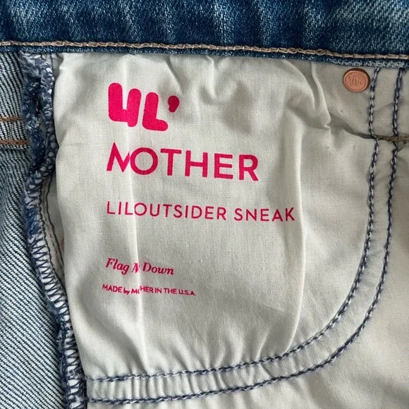 Mother Lil Outsider Sneak Bootcut Jeans Flag Me Down Size 28 Petite - Picture 9 of 10
